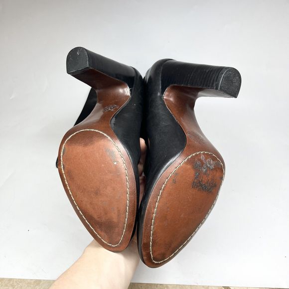 Market 22 Palmer Black Leather Heeled Ankle Boots Genuine Leather Size 39 / 8 - Picture 9 of 14